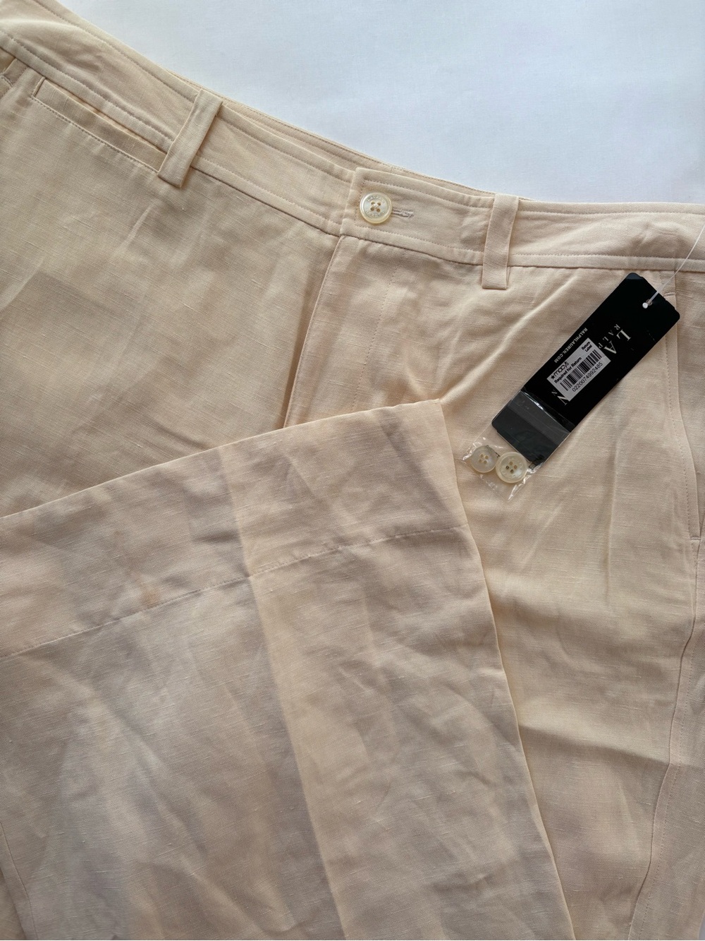 NWT Lauren Ralph Lauren Butter Yellow Wide Leg Silk Linen Pants Size 10